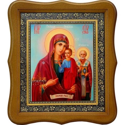 Оковецкая (Ржевская) икона Божьей Матери на льняном холсте.