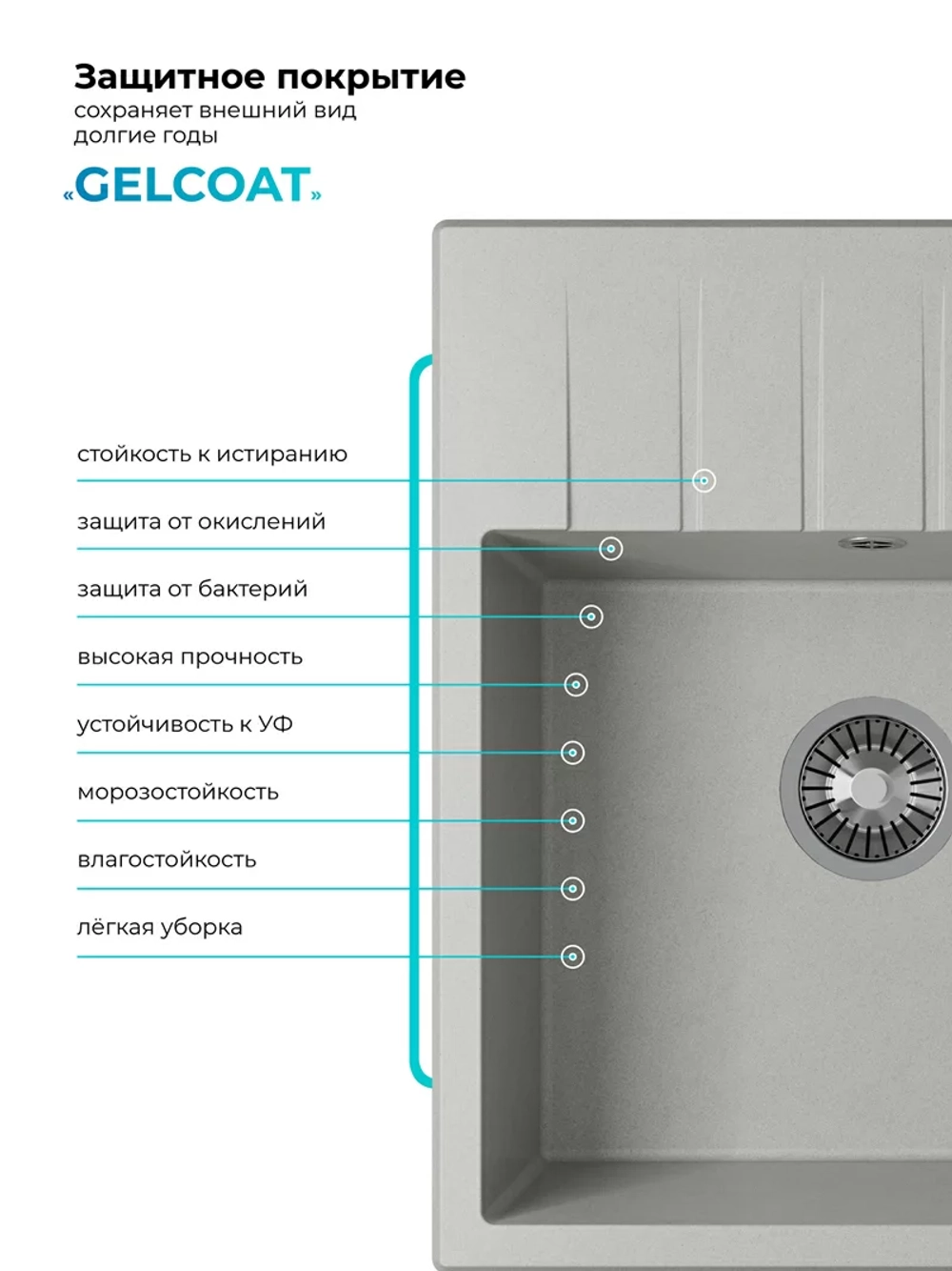 Мойка POLYGRAN DEKA-600 серый №14