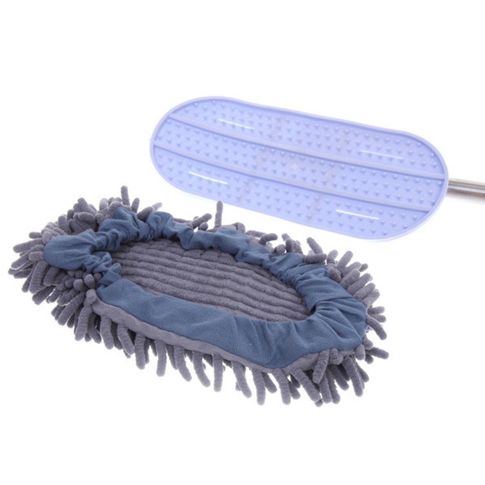 Швабра с насадкой из микрофибры, телескопическая ручка 77-120см силиконовое основание ZY5011