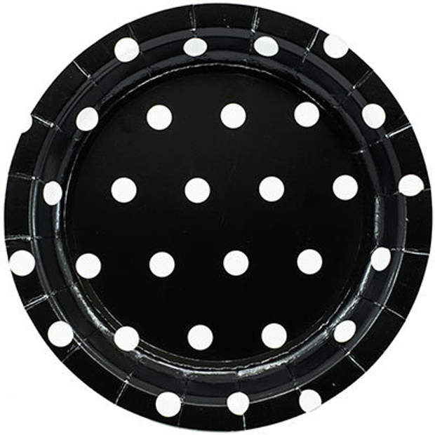 Тарелки малые Горошек черные, 6 штук