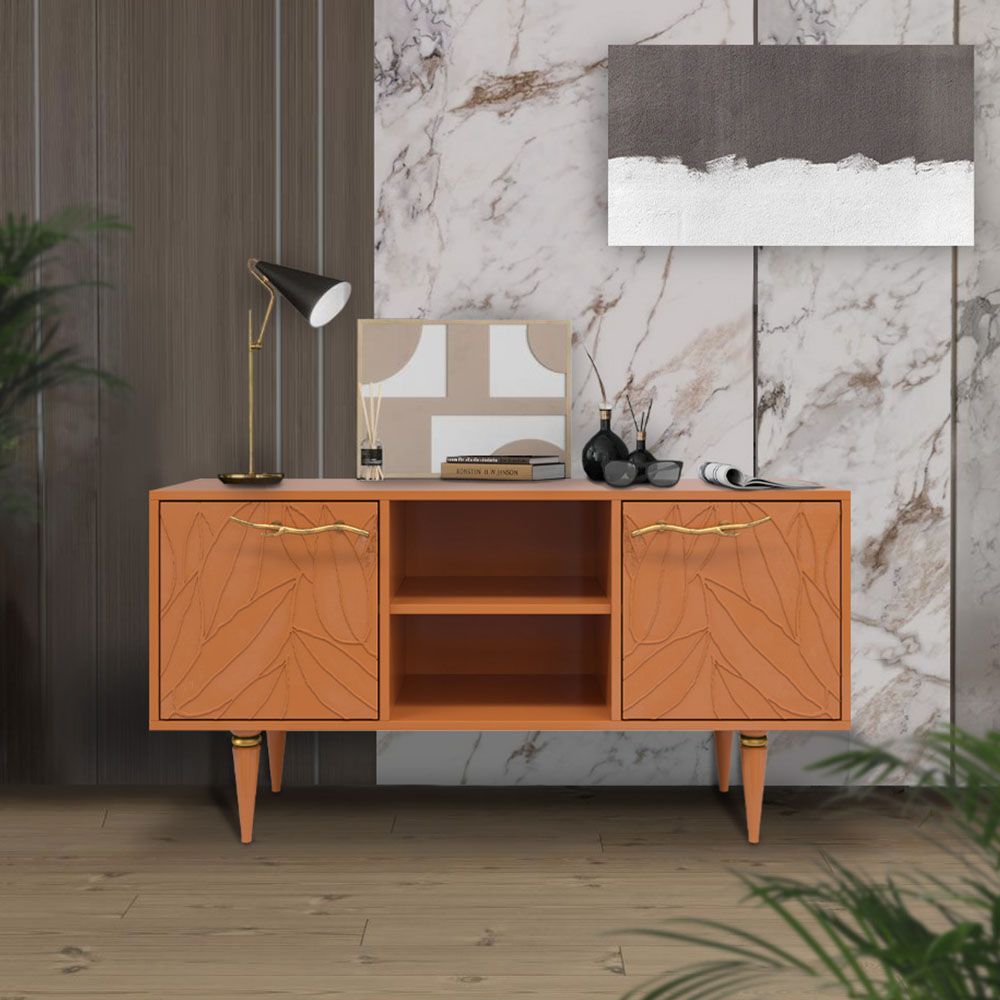 Тумба под ТВ Арт Колор leaves 117см Классик Голд Томленый оранжевый