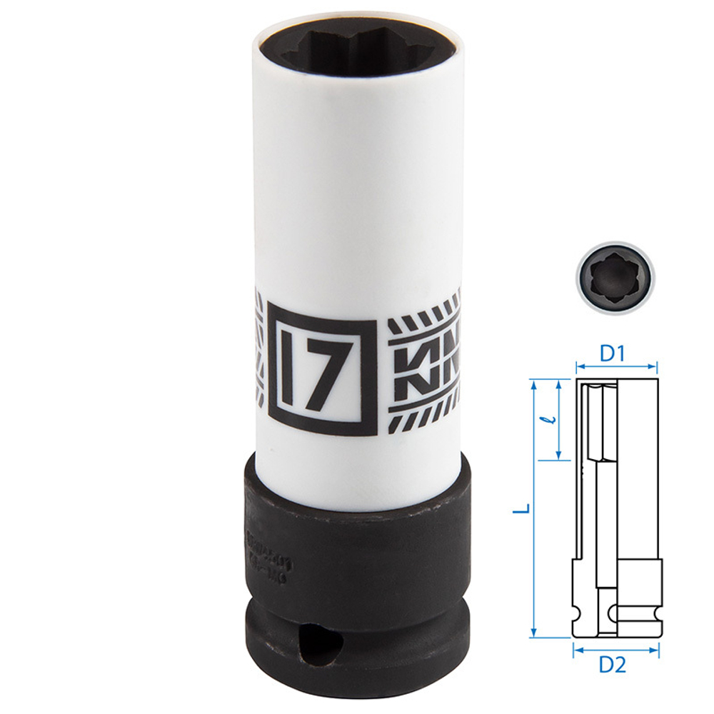 KING TONY (9BW4501) Головка для секретных болтов MB ударная 1/2", 17 мм