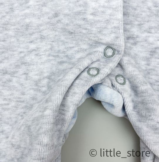 Комбинезон велюровый Серый меланж (голубая отделка)