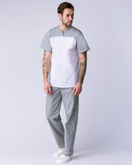 Костюм мужской "Стоматолог" (серый/белый)