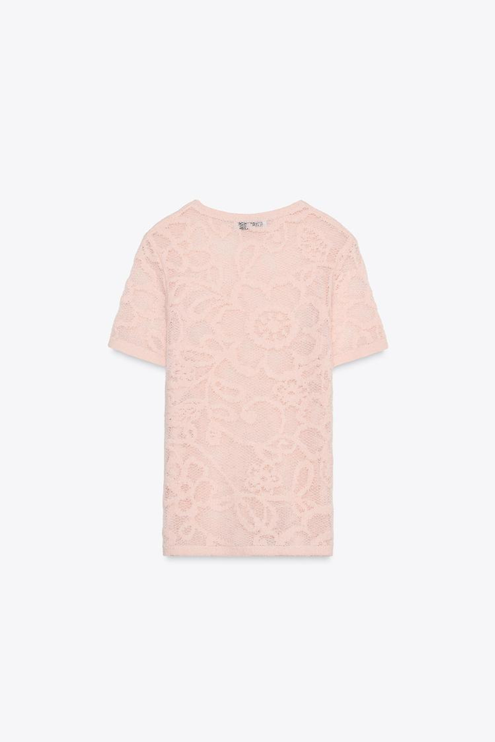 ZARA ТРИКОТАЖНЫЙ ТОП С РЕЛЬЕФНЫМ ЦВЕТОЧНЫМ УЗОРОМ, СВЕТЛО-РОЗОВЫЙ