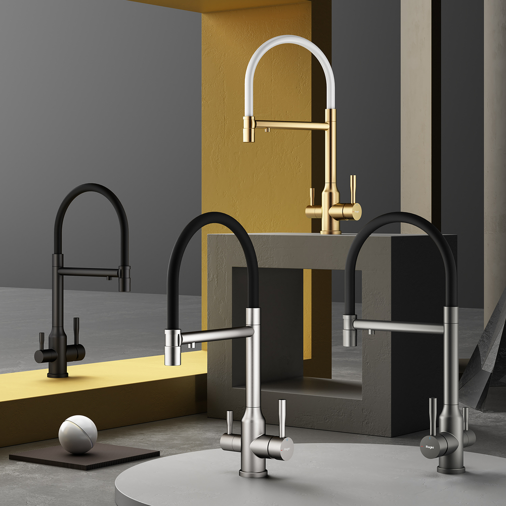 Смеситель для кухни с подключением фильтра Raglo R81.63.03, золотой сатин