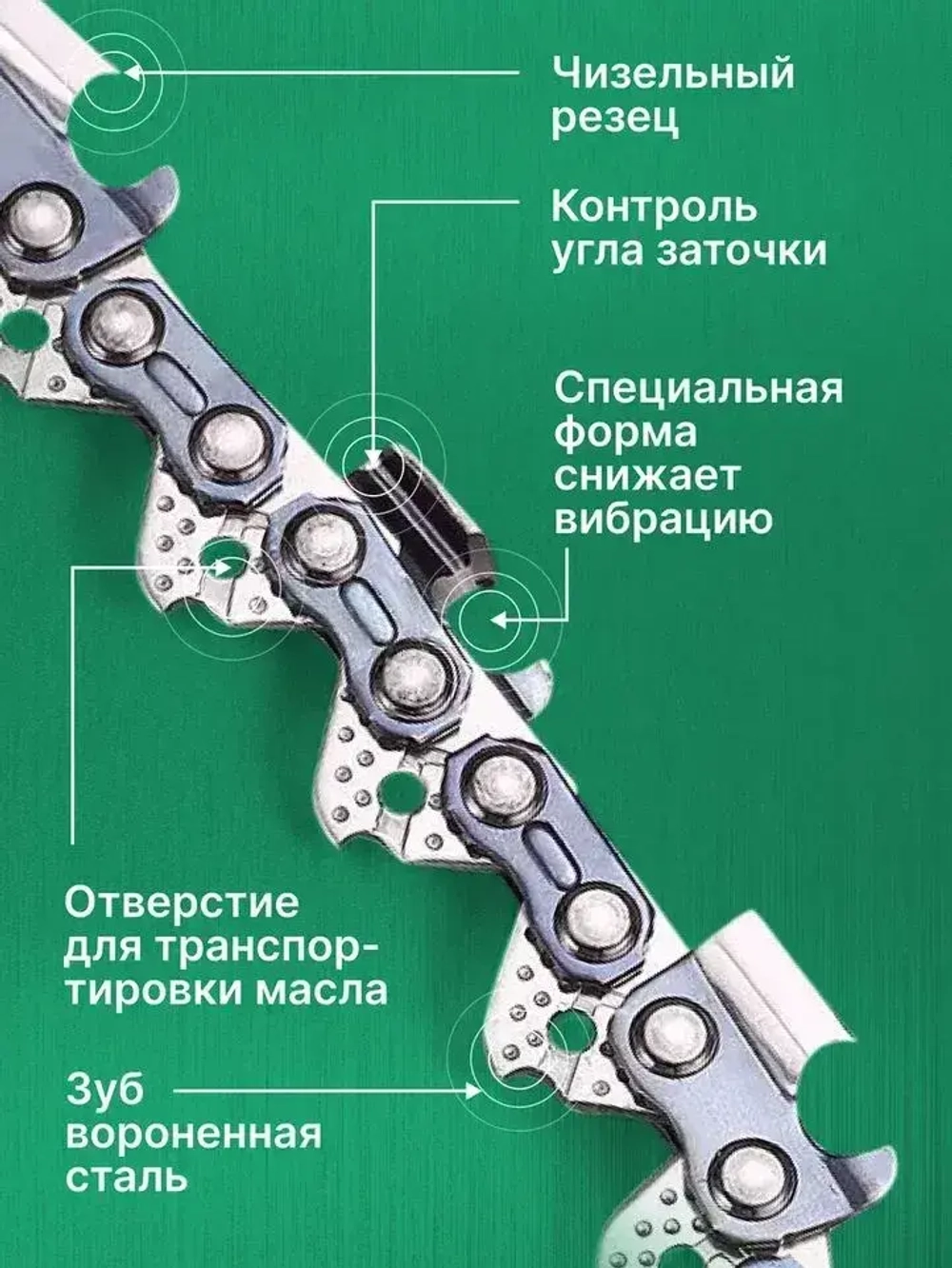 Цепь для бензопилы, 64 звена, шаг 0,325, паз 1,5 мм (чизельный)