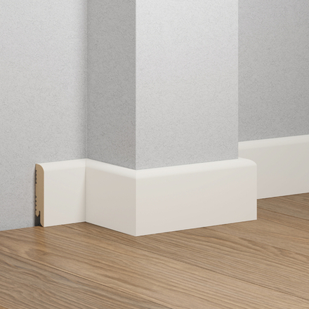 Плинтус напольный белый RAL9003, МДФ K-02 70X16X2050 мм Deartio / Ликорн