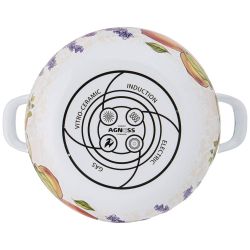 КАСТРЮЛЯ AGNESS ЭМАЛИРОВАННАЯ С ЭМАЛ.КРЫШКОЙ СЕРИЯ "ПРОВАНС ЛИМОНЫ" 5.0 Л, 24*14 СМ