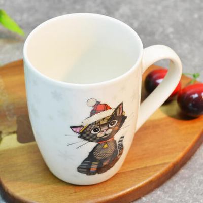 Кружка 360мл Новогодний котенок