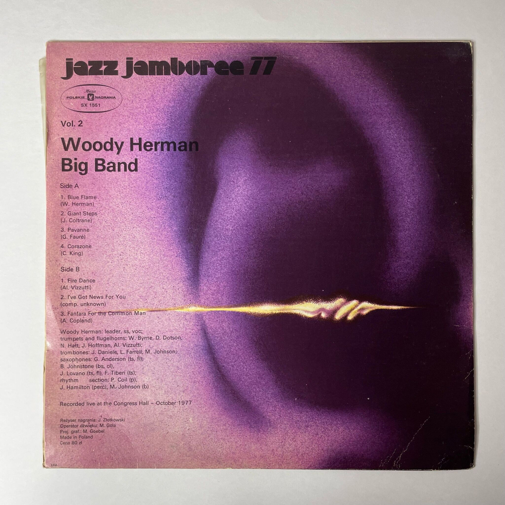 Винтажная виниловая пластинка LP Woody Herman Big Band Jazz Jamboree 77 Vol. 2 (Польша 1977)