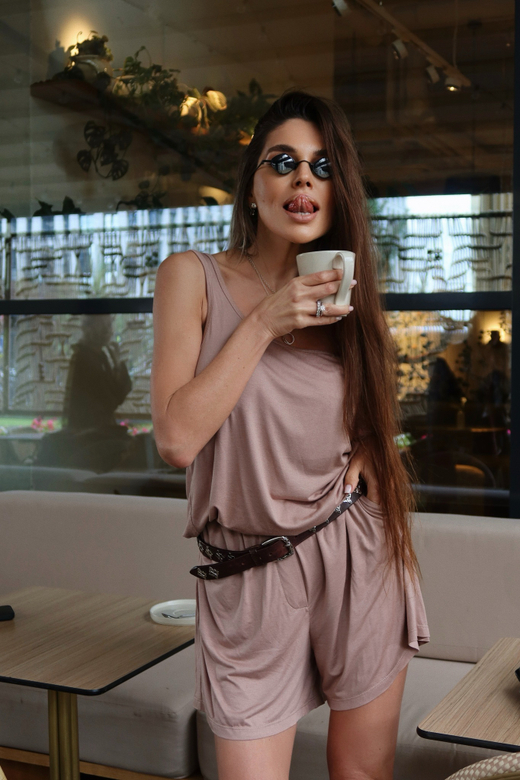 Костюм двойка майка и шорты coffee