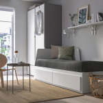 Кушетка с 2 ящиками, 2 матраса - IKEA FLEKKE/ÅGOTNES/AGOTNES, 200х80 см, белый, ФЛЕККЕ/ОГОТНЕС ИКЕА