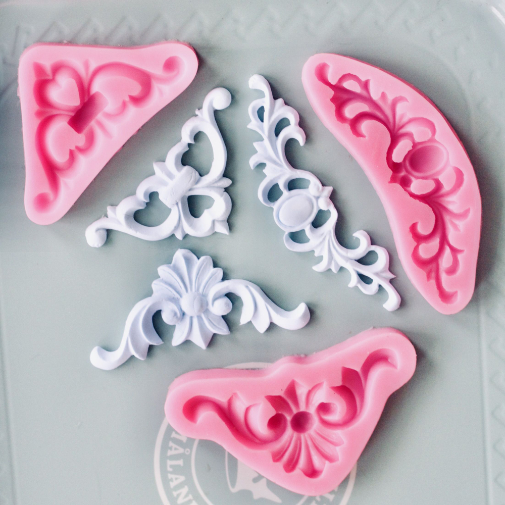 Молды силиконовые для творчества "Набор 3 молда. Лепнина 2" / Форма для лепки из полимерной глины вензели, для мыла и воска / Форма для мыла