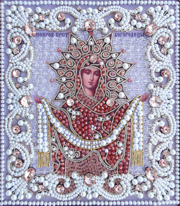 ЖС-10-СР Набор для вышивания хрустальными камнями Покров Прсв Богородицы (розовый)