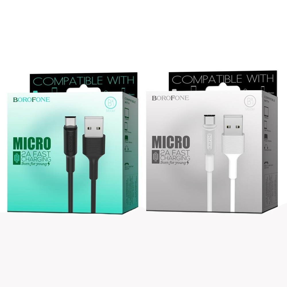 Кабель USB - Micro BOROFONE BX1 (белый) 1м