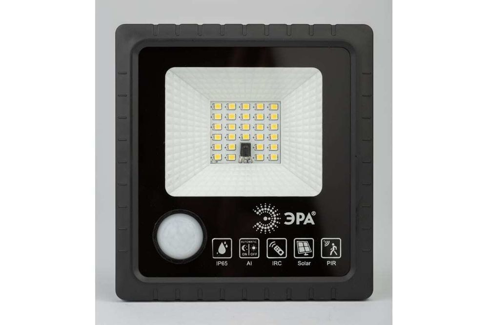 Прожектор светодиодный ЭРА 20Вт 5000K 350Лм с датчиком движения ПДУ IP65 уличный на солнечной батарее, Б0049545