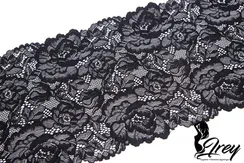 03-265 Кружево эластичное 22 см, черный 170