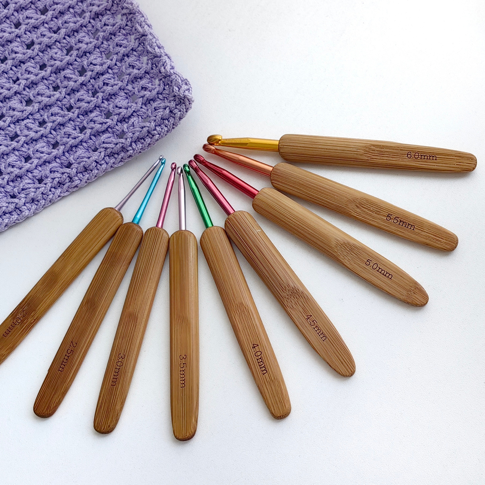 Набор крючков для вязания, с бамбуковыми ручками, d = 2-6 мм, 13,5 см, 9 шт