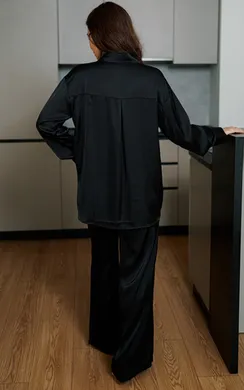 7149 пижама брюки и рубашка черного цвета