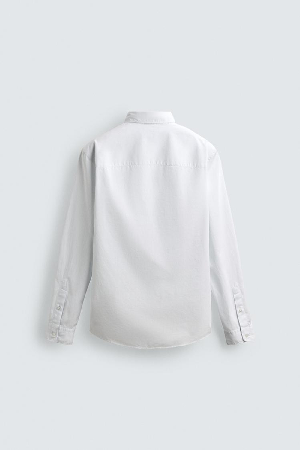 ZARA РУБАШКА ИЗ МЯГКОГО ХЛОПКА, БЕЛЫЙ/НЕБЕСНО-ГОЛУБОЙ