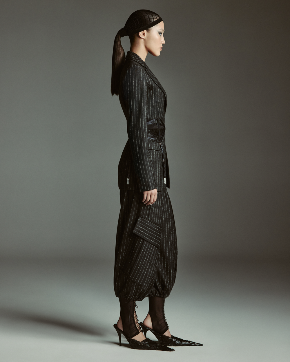 Бриджи из шерти в полоску М, Серые