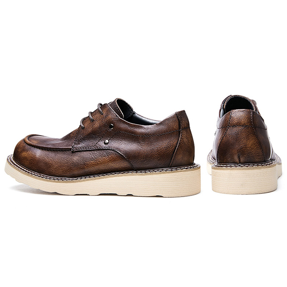 DIENGRLEY Top Grain Cow Leather Work Boots Men"s Brown