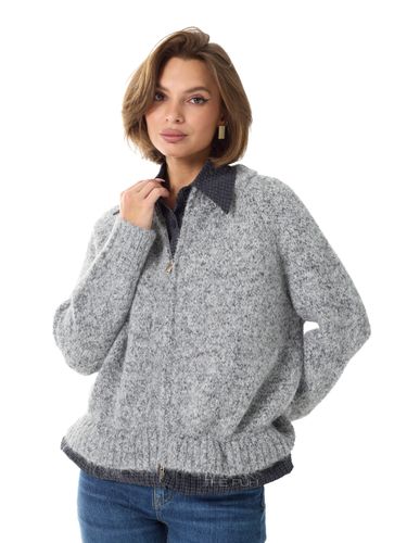 Комбинированная серая рубашка-кардиган