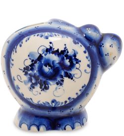 ГЛ- 446 Копилка «Слон» золото (Гжельский фарфор)