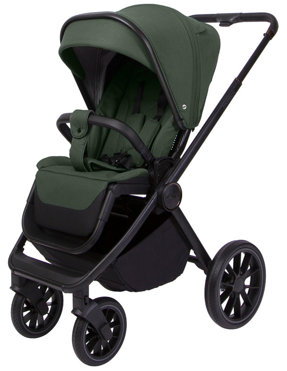 Детская коляска Peppy Monaco 3 в 1 с автокреслом Rise Oliva Green (зеленый), рама черная