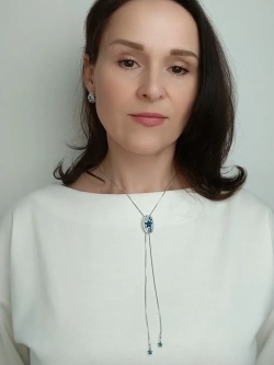 Колье-галстук Звездное небо с подвесками и кристаллами Swarovski