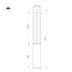 Светильник LGD-CASTELLO-BOLL-H1200-20W Warm3500-MIX (GR, 80 deg, 230V) (Arlight, IP65 Металл, 5 лет) 047686