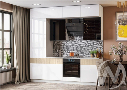 Кухня Техно-5 2;4м (белый/сонома; белый глянец холодный/антарес)