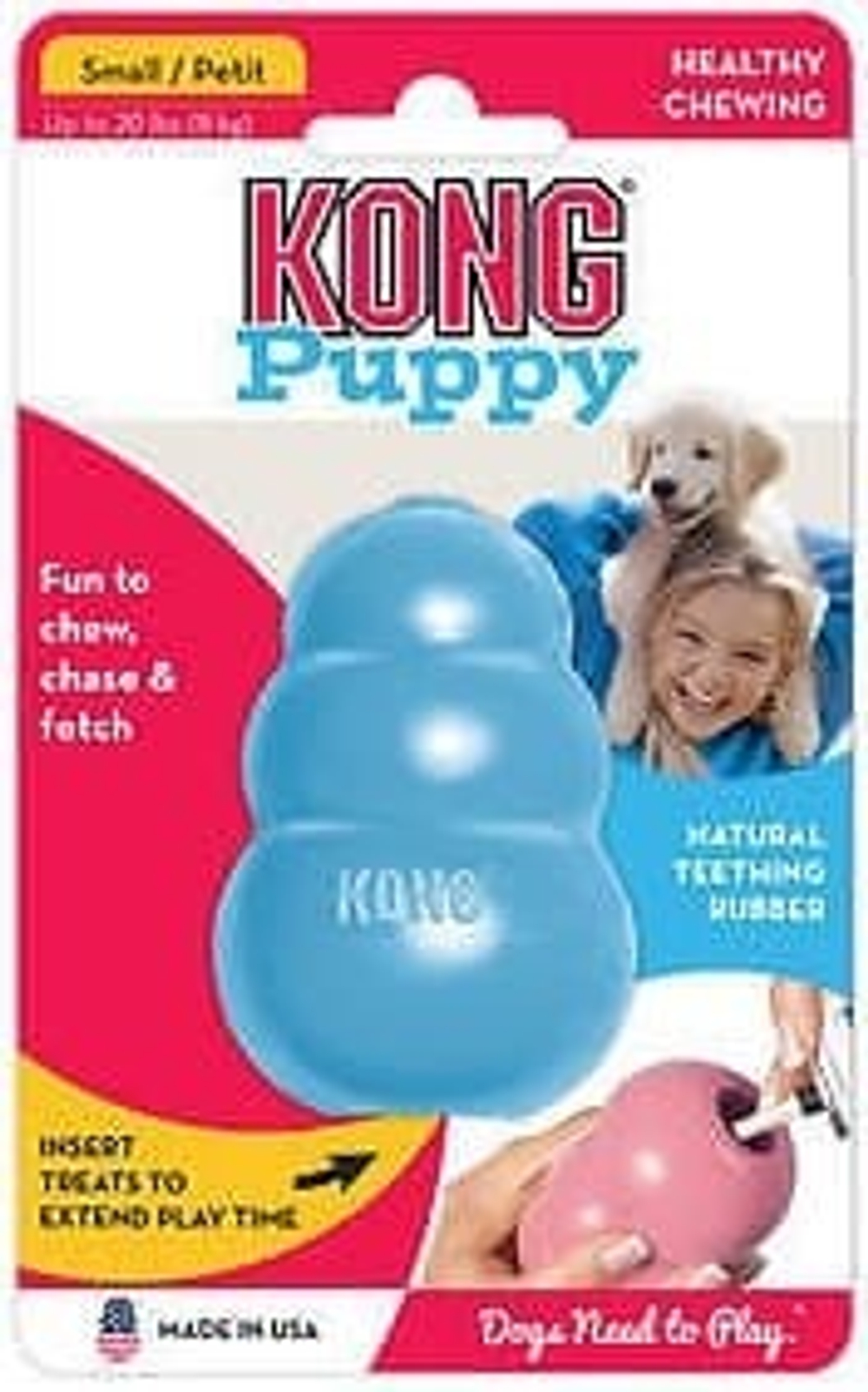 Kong Puppy игрушка для щенков классик 7x4 см маленькая цвета в ассортименте: розовый, голубой