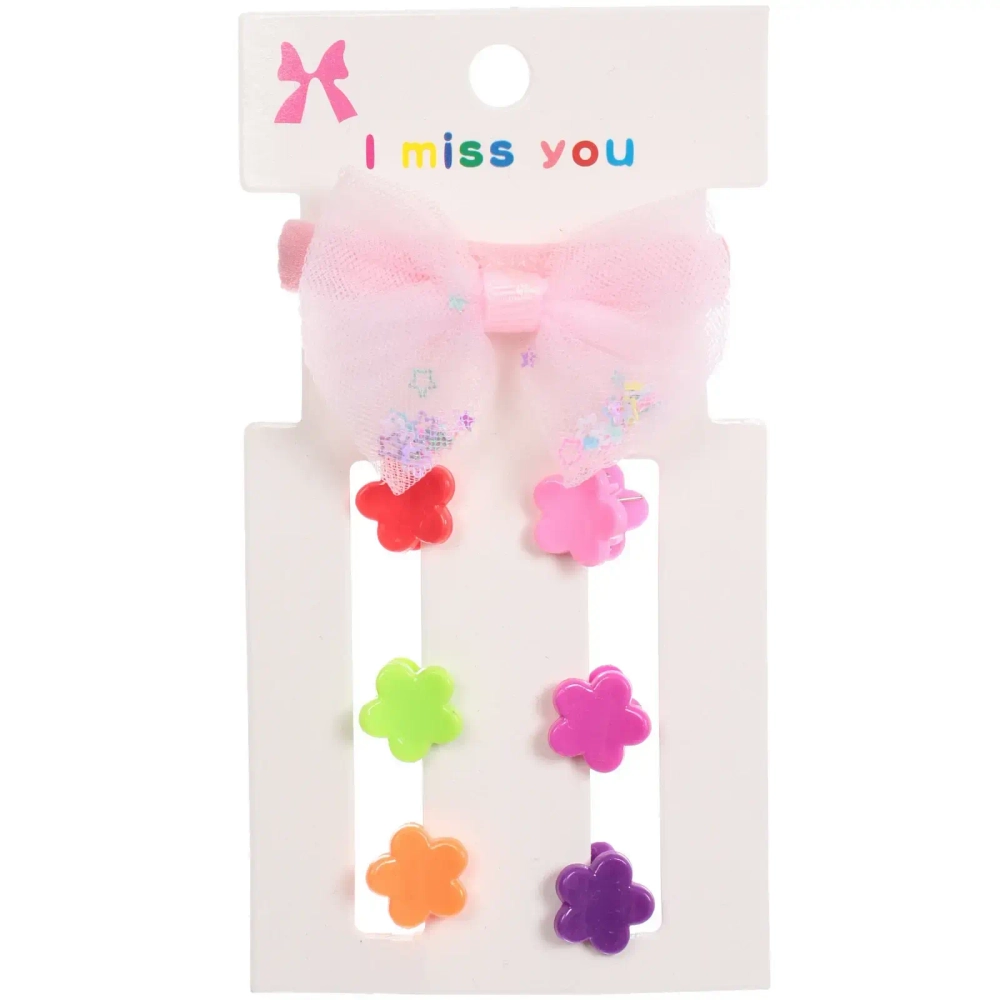 Заколки-крабы для волос детские 6шт c резинкой для волос «Collection Boom - Звездочки», цвет микс, 1,5см