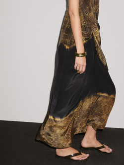 Massimo Dutti Платье миди с принтом и горловиной халтер, серый