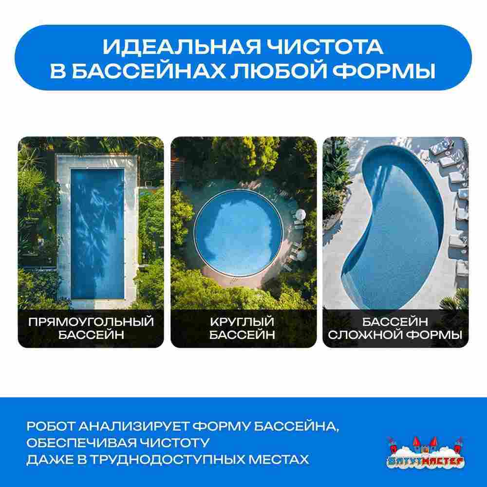 Умный робот-пылесос для бассейна «PoolRider»: сканирование, маршрутизация до 18 000 л/ч