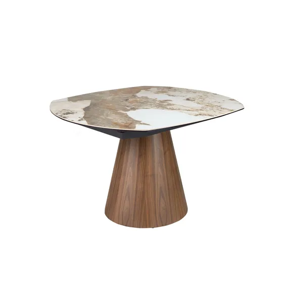 Раздвижной обеденный стол 1187 из керамики в мраморной отделке и ореха