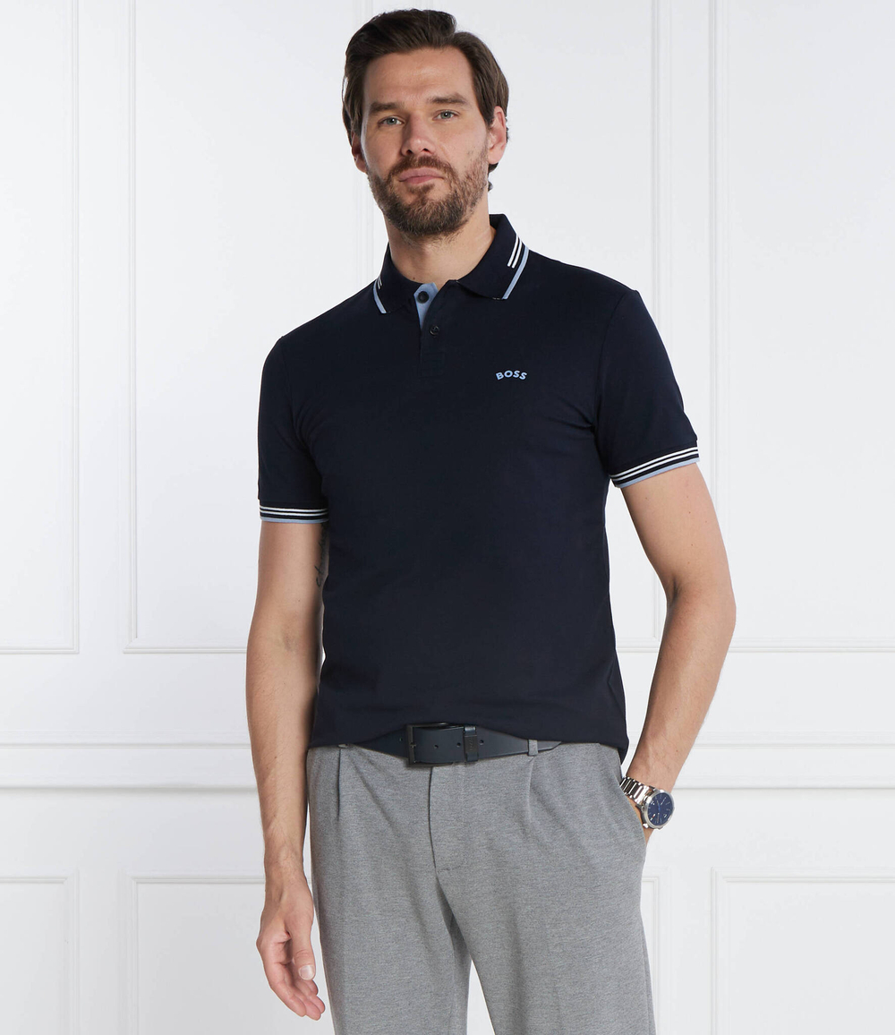Поло Paul Curved BOSS GREEN - темно-синий(50469245)