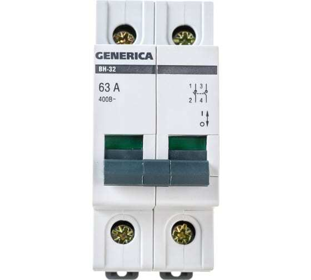 Выключатель нагрузки (мини-рубильник) ВН-32 2Р 63А GENERICA
