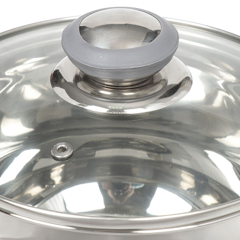 Кастрюля нерж, 2.9 л, с крыш, Daniks, Модерн серый, SD-18N, индукц