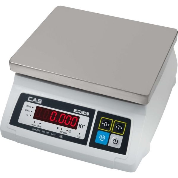 Весы фасовочные/порционные настольные CAS SW-II-30, 30кг, 5гр, 239x190, высокоточные, с поверкой, без стойки