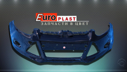 Передний бампер синий для Ford Focus 3 2011-2014 3CYC Ink Blue (3CYC) Синие Чернила (темно синий)