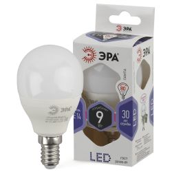 Лампа светодиодная ЭРА STD LED P45-9W-860-E14 9Вт шар холодный дневной свет Е14
