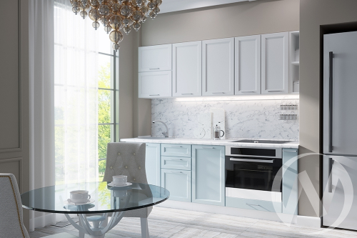 Кухня "Тулиппа": Айленд силк/Небесно голубой (корпус белый)