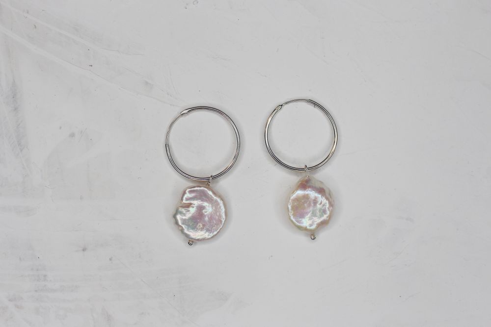 Серьги конго с большим жемчугом