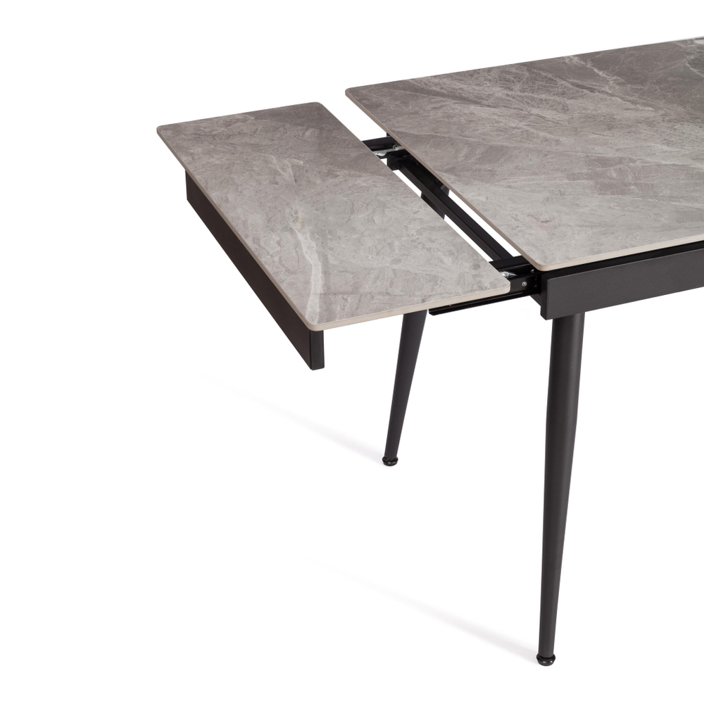 Стол обеденный Lord Grey/Лорд Грей столешница керамика (глянцевая) / опоры металл, серый/чёрный, (120+30+30)x80x75(+1) см