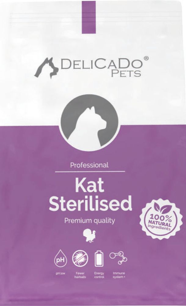 Сухой корм DeliCaDo Sterilised для стерилизованных кошек, с индейкой, 1.5 кг
