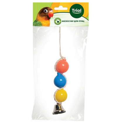 TRIOL Игрушка для птиц "Шарики с колокольчиком", 180*30 мм