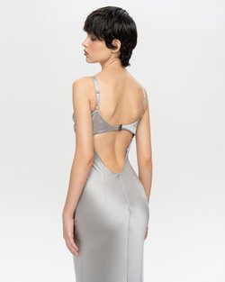 Платье миди из сатина с открытой спиной